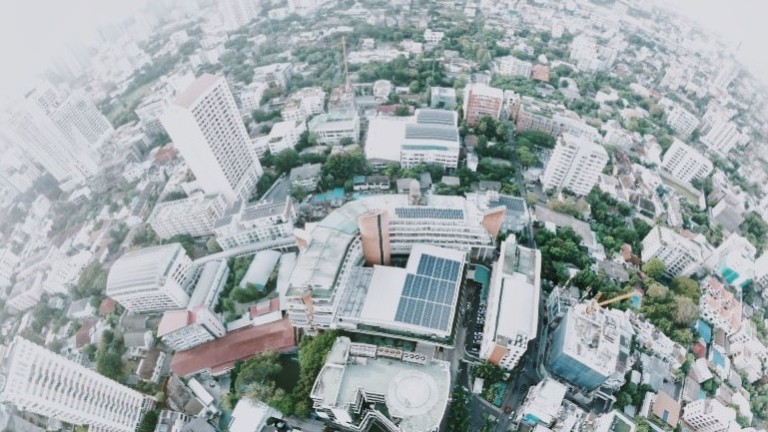 Wide-angle view of a city
